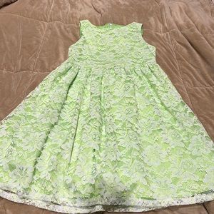 Gorgeous white laced, green dress.